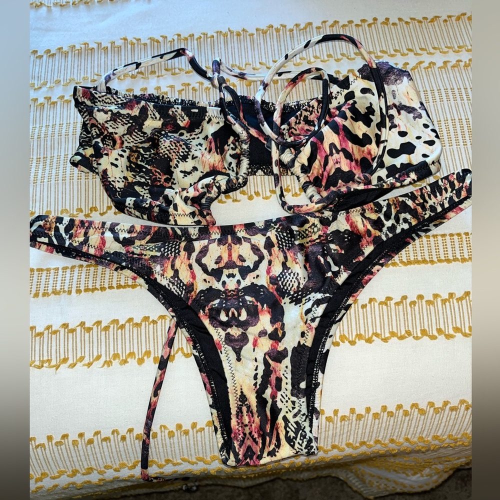 MinkPink Animal Print bikini top and bottoms